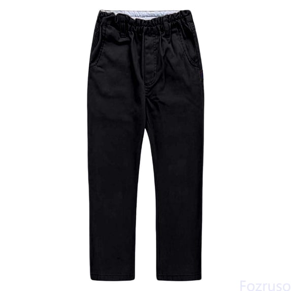 Fozruso Classic Khaki School Pants For Boys Straight Leg Dress Chino Pants Kids Casual Formal Pants Pants for School Casual Sizes 3-4 Years(Black)