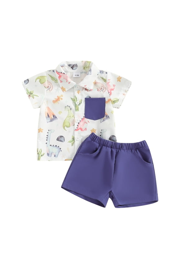 Clothing Sets Toddler Boys Short Sleeve Cartoon Pineapple Prints T Shirt Tops Shorts Child Kids Gentleman Outfits,Sizes 2-3 Years(Purple)