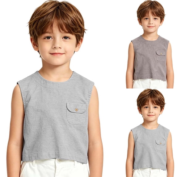 Fozruso Cool And Comfortable Boys Sleeveless Shirt Athletic Breathable Summer Tank Top for Kids School and Play