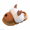 thumbnail image 1 of Fozruso Cozy Cartoon Reindeer Indoor Slippers For Kids Warm Toddler Shoes For Comfortable Winter Home Wear,Kids Plush Slip On Slippers Sizes 1.5 Big Kid(9.5-10 Years), 1 of 6