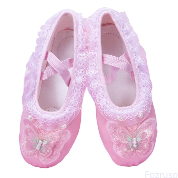 Fozruso Cute Ballet For Girls Lace Cat Shape Toddler Dance Shoes For Performance And Practice,Sizes 11 Little Kid 4.5-5 Years(Pink)