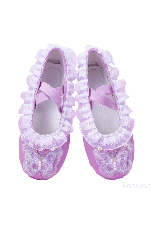 Cute Ballet For Girls Lace Cat Shape Toddler Dance Shoes For Performance And Practice,Sizes 8.5 Little Kid 2-2.5 Years(Purple)