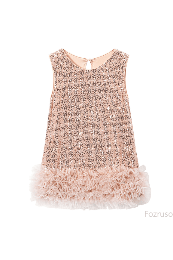Cute Casual Sundress Mesh Vest Dress For Girls Elegant Party Gown Autumn Layered Tutu Outfit With Glitter Detail Fashion Toddler Kids Frock Sizes 12-18 Months