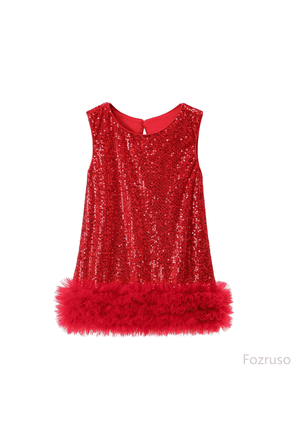 Cute Casual Sundress Mesh Vest Dress For Girls Elegant Party Gown Autumn Layered Tutu Outfit With Glitter Detail Fashion Toddler Kids Frock Sizes 3-4 Years