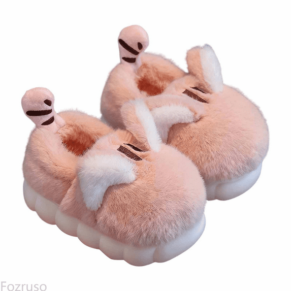 Fozruso Cute And Cozy Girls Slippers Warm Indoor Shoes With Thick Sole Cartoon Design Fuzzy For Kids,Plush Lined Slippers Sizes 7 Big Kid(13-13.5 Years)