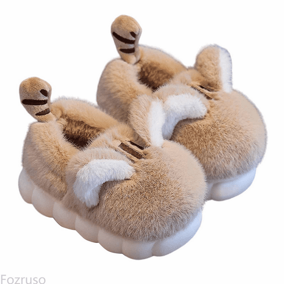 Fozruso Cute And Cozy Girls Slippers Warm Indoor Shoes With Thick Sole Cartoon Design Fuzzy For Kids,Plush Lined Slippers Sizes 9 Little Kid(2.5-3 Years)