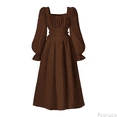 thumbnail image 1 of Fozruso Dress for Girls French Square Neck Girls Party Dress With Puff Sleeves Elegant Waist Defining Flared Gown For Autumn Fall Season Formal Occasions And Special Events Sizes 9-10 Years, 1 of 6