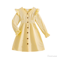 thumbnail image 1 of Fozruso Dress for Girls Stylish Striped Print V Collar Long Sleeve Ruffle Dress For Big Girls Elegant Fall Outfit Kids Fashion Casual Party Wear Dresses Sizes 7-8 Years, 1 of 6