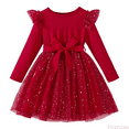 thumbnail image 1 of Fozruso Dress for Girls Girls Long Sleeve Party Dress With Starry Net Skirt Formal Gown For And Celebrations Sizes 3-4 Years, 1 of 6