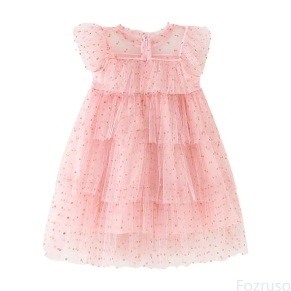 Fozruso Dresses for School Casual Toddler Girls Fly Sleeve Star Dress Dance Party Ruffles Dresses Clothes Sizes 12-18 Months