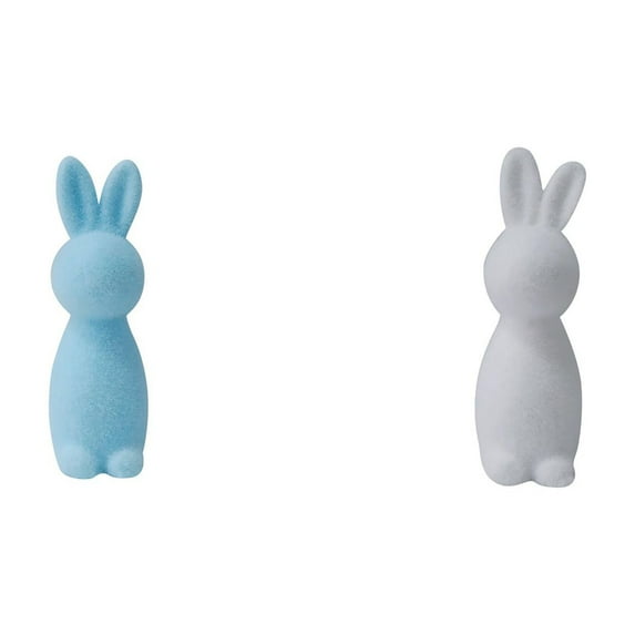 Fozruso Easter Flocked Bunny Desktop Decor, 7.48 Inch, Blue+White,Best Way Together To Celebrate