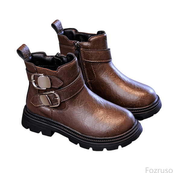 Fozruso Elegant Winter Style Soft Sole Mid Calf Boots For Girls Fashionable Ankle Booties With Non Slip Sole For Toddler Kids Casual Outdoor Wear,Lace Up Combat Boots Sizes 13.5 Big Kid(8-9 Years)