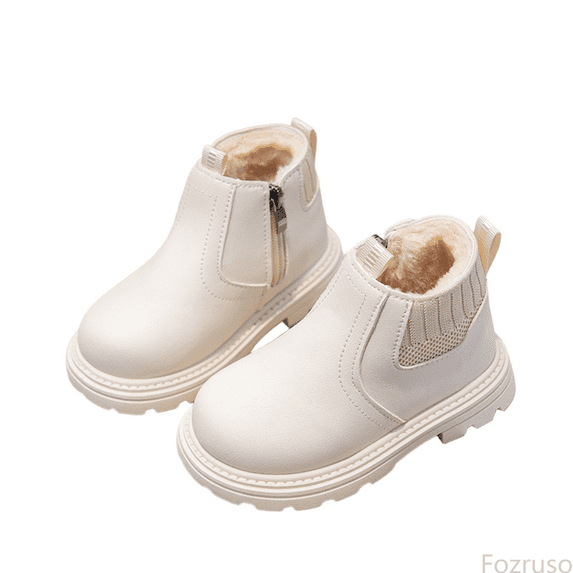 Fozruso Fashion Autumn Children Girls Sports Shoes Flat Thick Bottom Non Easy To Wear PU Upper Comfortable Boots,Warm Lined Boots Sizes 11 Little Kid(5-5.5 Years)