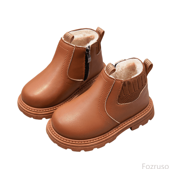 Fozruso Fashion Autumn Children Girls Sports Shoes Flat Thick Bottom Non Easy To Wear PU Upper Comfortable Boots,Warm Lined Boots Sizes 11 Little Kid(5-5.5 Years)