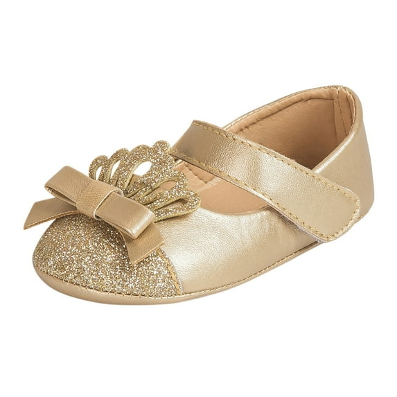 Fozruso Fashion Princess Shoes Little Kid Shoes Non Soft Sole Walking Shoes Baby Shoes Sizes 5 Toddler(Gold)