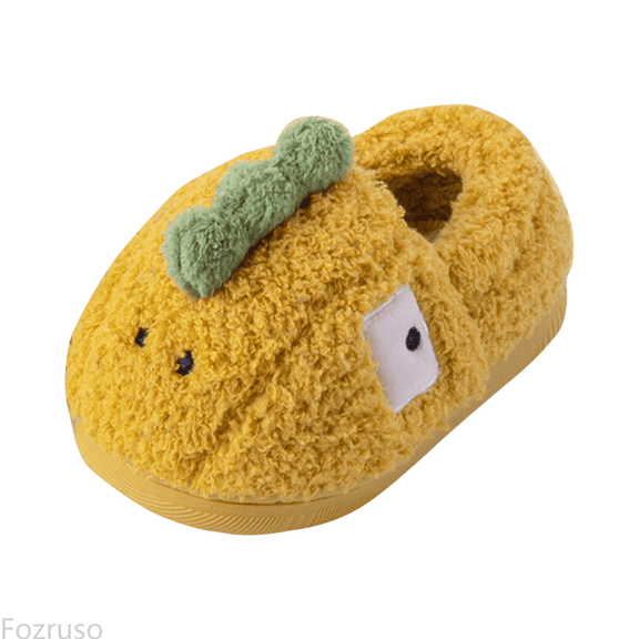 Fozruso Fashion Cute Winter Boys And Girls Slippers Flat Bottom Lightweight Soft And Comfortable Warm Solid Color Cartoon Animal Shape,Warm Winter Slippers Sizes 10 Little Kid(3.5-4 Years)