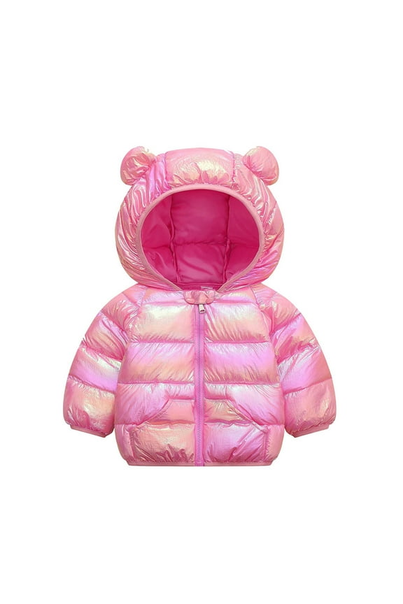 Jacket Casual 12-18 Months,Toddler Boys Girls Winter Coat Hooded Jacket Wear Windproof Zipper Warm Outwear Pink