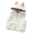thumbnail image 1 of Fozruso Fleece Jacket Casual 4-5 Years,Infant Boys Girls Thicken Fleece Vest Cute Hood Sleeveless Jacket Windproof Warm Coat Outerwear White, 1 of 3