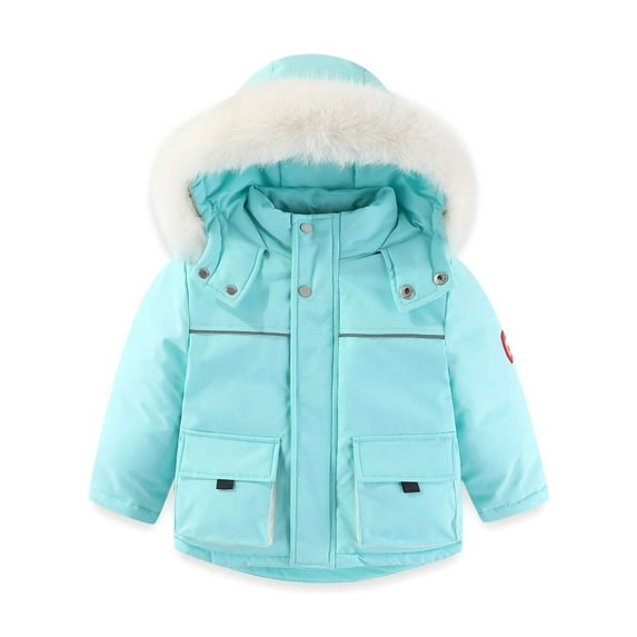 Fozruso Fleece Jacket Casual 5-6 Years,Baby Girls Boys Winter Sweater Suit Thick Warm Hooded Solid Zipper Down Coat Down Paraks Jumpsuit Snowsuit Set Blue