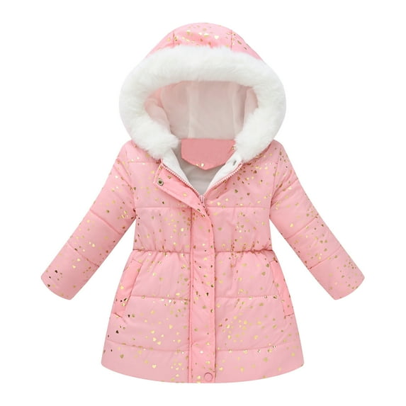 Fozruso Jacket Casual 8-9 Years,Toddler Boys Girls Winter Coat Hooded Jacket Thicken Windproof Zipper Warm Outwear Pink