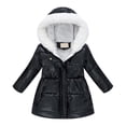 thumbnail image 1 of Fozruso Jacket Kids Girls 4-5 Years,Girls Winter Hooded Coat With Trim Warm Zip Up Long Sleeve Jacket Slim Fit Outerwear For Cold Weather Black, 1 of 3
