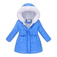 thumbnail image 1 of Fozruso Jacket Kids Girls 9-10 Years,Girls Winter Hooded Coat With Trim Warm Zip Up Long Sleeve Jacket Slim Fit Outerwear For Cold Weather Blue, 1 of 3