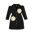 thumbnail image 1 of Fozruso Fleece Lined Jacket Girls 4-5 Years,Stylish Girls With Floral Embroidery Peplum Lapel Jacket For Toddler And Big Kid Formal Wear And Party Dress Black, 1 of 6