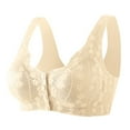 thumbnail image 1 of Fozruso Front Closure Bras Daisy Bra For Women Comfortable Convenient Front Close Button Cotton Bras For Older Women No Underwire Beige M, 1 of 5