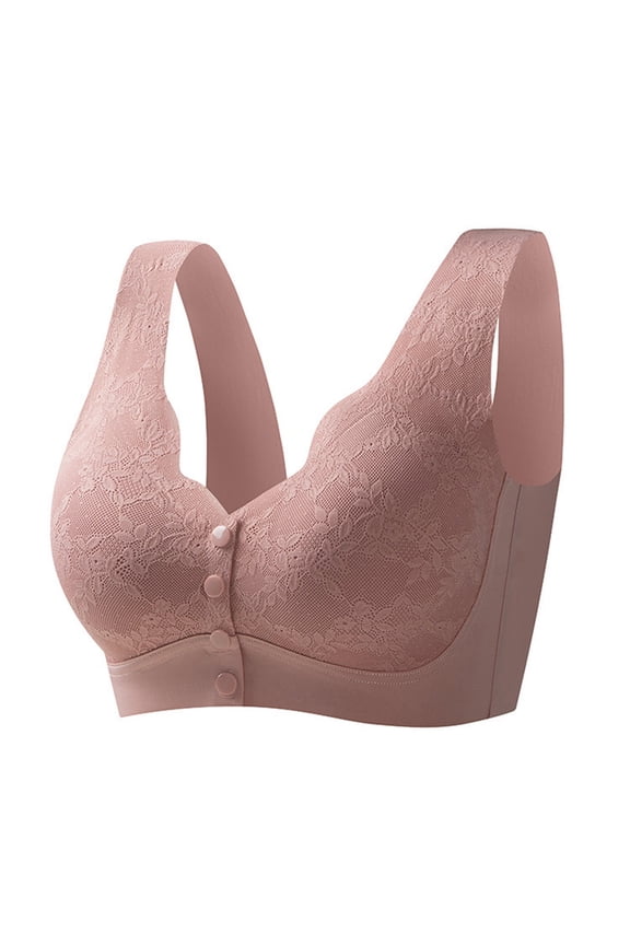 Front Closure Bras Middle Age And Elderly Women Cool Summer Seamless And Steel Rimless Oversized Tank Top Style Bra Underwear Pink L