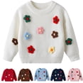 thumbnail image 1 of Fozruso Girl's Floral Crew Neck Sweater Long Sleeve Drop Shoulder Knitwear Cozy Pullover Top,Blue, 1 of 6