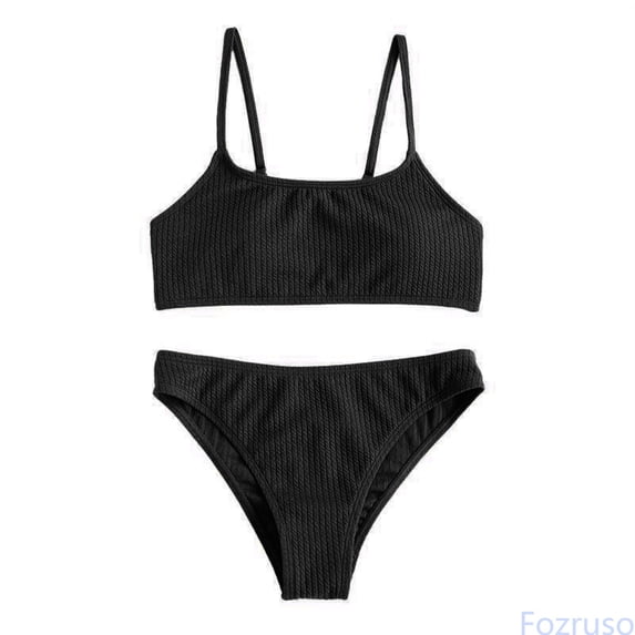 Fozruso Girl's Two Piece Swimsuit Sport High Waist Bikini Set Bathing Suit Summer Beach Rash Guard Swimwear For 7 To 14 Years 2 Piece Swimwear Sets Sizes 8-9 Years