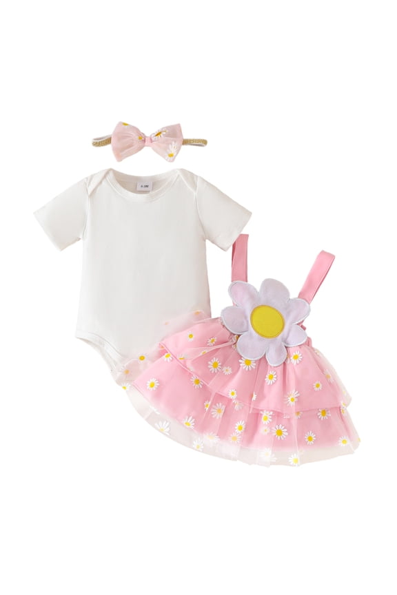 Girls 2PC Clothing Set Girls Outfits For Every Occasion Summer Baby Girls Short Sleeve Romper With Strawberry Floral Cake Skirt Set For Ages 3 Months To 18 Months,3-6 Months(Red)