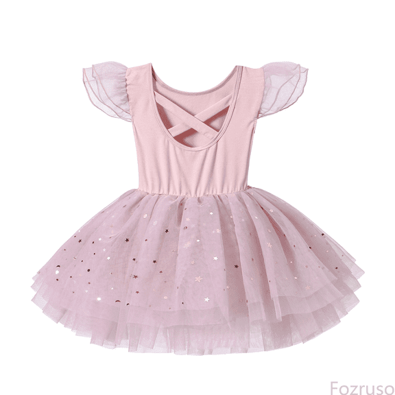 Fozruso Girls A-Line Dresses Girls Dance Dress Ballet Practice Tutu Skirt For Performances And Recitals Autumn Training Wear With Flared Design Sizes 7-8 Years