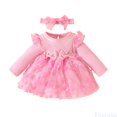 thumbnail image 1 of Fozruso Girls A-Line Dresses Net Sleeveless Dress With Headband Fashion Ribbed Jumpsuit For Baby Toddler Girls Party Occasion Sizes 12-18 Months, 1 of 7