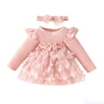 thumbnail image 1 of Fozruso Girls A-Line Dresses Net Sleeveless Dress With Headband Fashion Ribbed Jumpsuit For Baby Toddler Girls Party Occasion Sizes 9-12 Months, 1 of 6