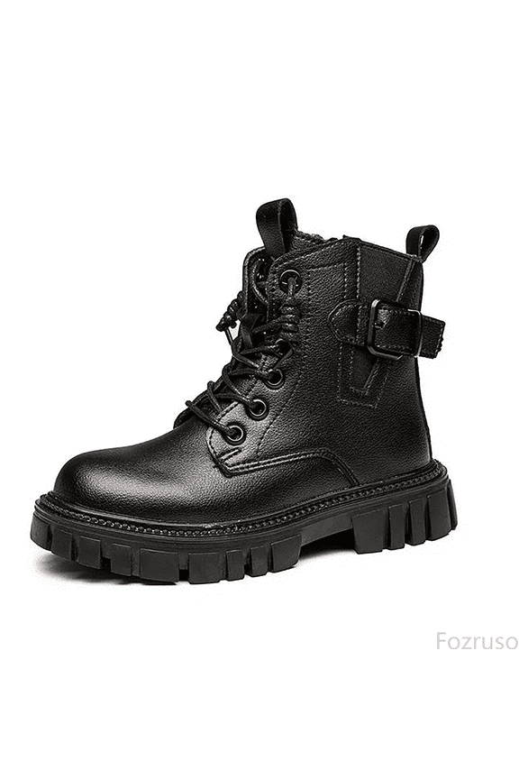 Girls Ankle Boots With Buckle Lace Up Design For Winter Fashion Synthetic Leather Upper Comfortable Footwear For Toddler Kids,Side Zipper Leather Booties Sizes 10.5 Little Kid(4-4.5 Years)