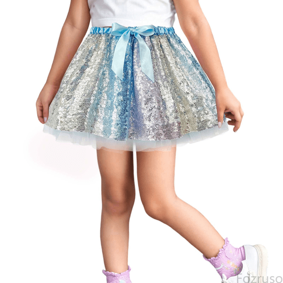 Fozruso Girls Basic Dresses Kids Girls Dance Party Sequin Skirt Ballet Skirts Sizes 2-6 Years