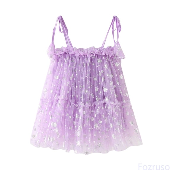 Fozruso Girls Basic Dresses Toddler Girls Sleeveless Snowflake Sequin Dress Dance Party Dresses Clothes Sizes 2-3 Years