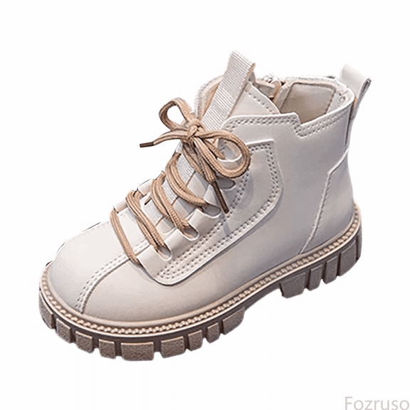 Fozruso Girls Boots Autumn Winter British Style Lace Up Sole Versatile Short Boots For Girls Comfortable Design,Lace Up Combat Boots Sizes 12 Little Kid(5.5-6 Years)