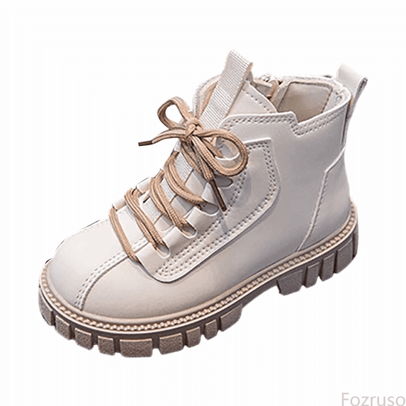 Fozruso Girls Boots Autumn Winter British Style Lace Up Sole Versatile Short Boots For Girls Comfortable Design,Lace Up Combat Boots Sizes 2.5 Big Kid(10.5-11 Years)