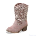 thumbnail image 1 of Fozruso Girls Boots Round Toe Children's Winter Fashion Sequined Solid Color Mid Calf Suede Slip On Boots Sizes 1 Big Kid(9-9.5 Years), 1 of 7