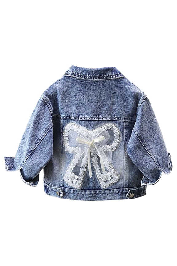 Girls Button Down Denim Jackets 2-3 Years,Embroider Butterfly Denim Jacket Outwear