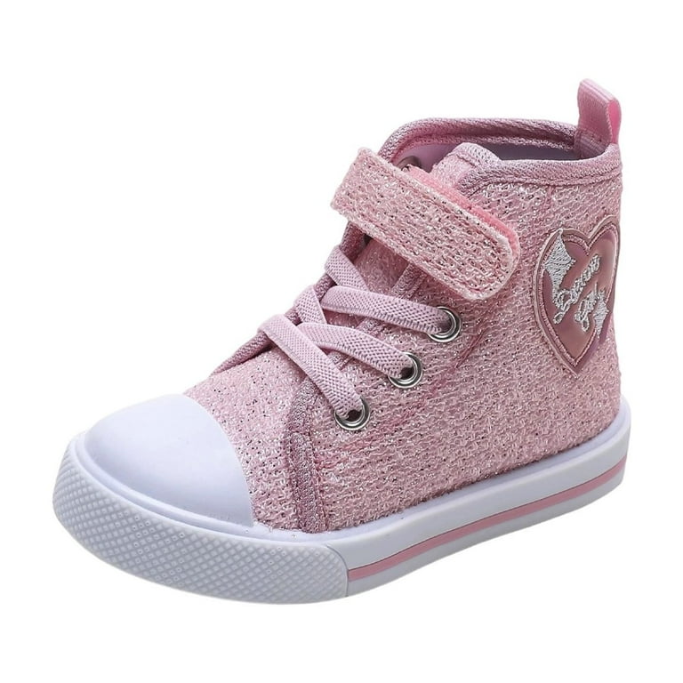 Fozruso Girls Canvas Sneakers High Top Casual Shoes For Toddlers