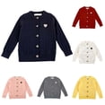 thumbnail image 1 of Fozruso Girls Cardigan Sweater Heart Printed Button Crewneck Long Sleeve Cable Knit Sweaters Winter Warm School Uniform for Girls,Blue, 1 of 4