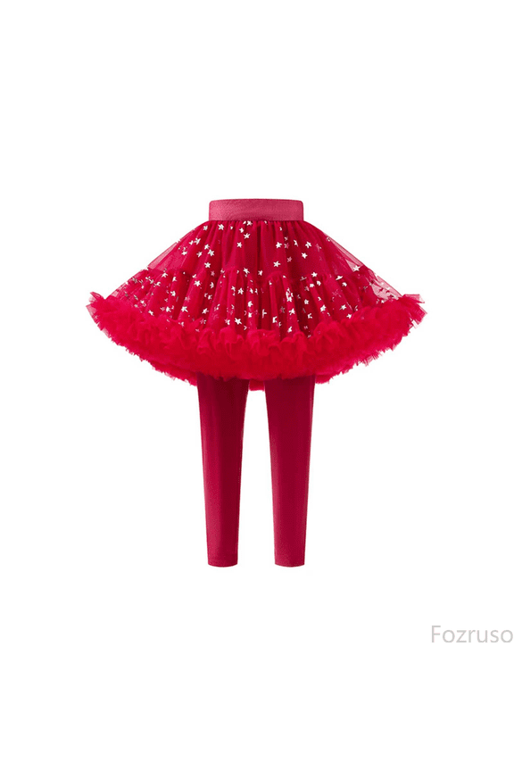 Girls Cargo Jogger Pants Little Girls Footless Leggings With Tutu Ruffle Skirt Stretchy Pantskirt Sizes 18-24 Months