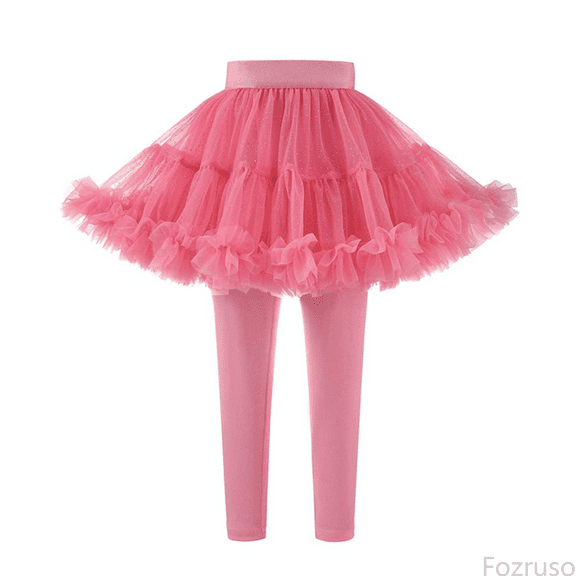 Fozruso Girls Cargo Jogger Pants Little Girls Footless Leggings With Tutu Ruffle Skirt Stretchy Pantskirt Sizes 3-4 Years