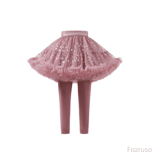 Fozruso Girls Cargo Jogger Pants Little Girls Footless Leggings With Tutu Ruffle Skirt Stretchy Pantskirt Sizes 3-4 Years