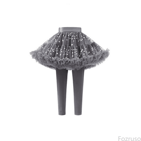 Fozruso Girls Cargo Jogger Pants Little Girls Footless Leggings With Tutu Ruffle Skirt Stretchy Pantskirt Sizes 6-7 Years