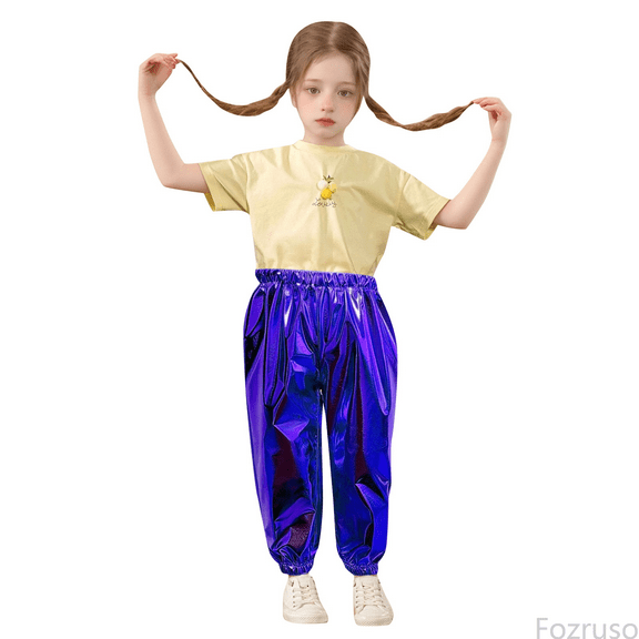 Fozruso Girls Cargo Pants Bronzed Bright Straight Pants Stretch Dance Closing Pants Sizes 13-14 Years