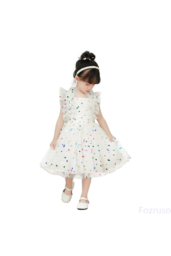 Girls Casual Dresses Toddler Girls Sleeveless Sequin Ruffles Dress Dance Party Dresses Clothes Sizes 2-3 Years